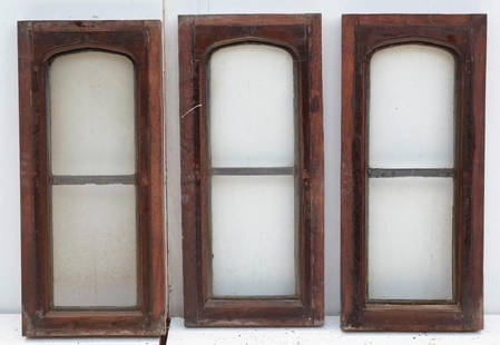 Brewster Mansion-8-Windows with leaded glass: 8-Windows, walnut or tropical wood with leaded glass. 26-3/4"h x 12"w x 1-3/4"d. (8 in total, 3 shown) Preview inspection for Brewster Architectural Elements by appointment. Call 203-777-7760.Desig