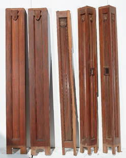 Brewster Mansion-5 Pilaster Wall Panels: 5 Pilaster Architectural Wall Panels. Walnut or tropical wood. 88"h. Preview inspection for Brewster Architectural Elements by appointment. Call 203-777-7760.Designed by Stephenson and Wheeler of