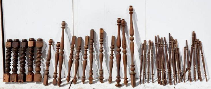 Brewster Mansion-Lot of Architectural Spindles: Brewster Mansion-Lot of Architectural Spindles. Appear to be walnut. Approximately 35. Preview inspection for Brewster Architectural Elements by appointment. Call 203-777-7760