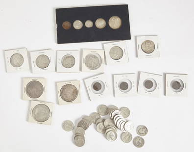 American Coin Lot: (2)1921 S Morgan Dollars, 1921 Morgan Dollar, (2) 1964 Kennedy Halves, (2) 1961 Franklin Halves, 1957 Franklin Half, 1945 Walking Liberty Half, (31) 1964 or earlierÊ Quarters, (5) Indian Head