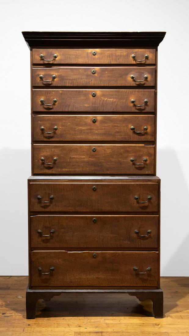 Tiger Maple Chippendale Chest on Chest (1 of 12)