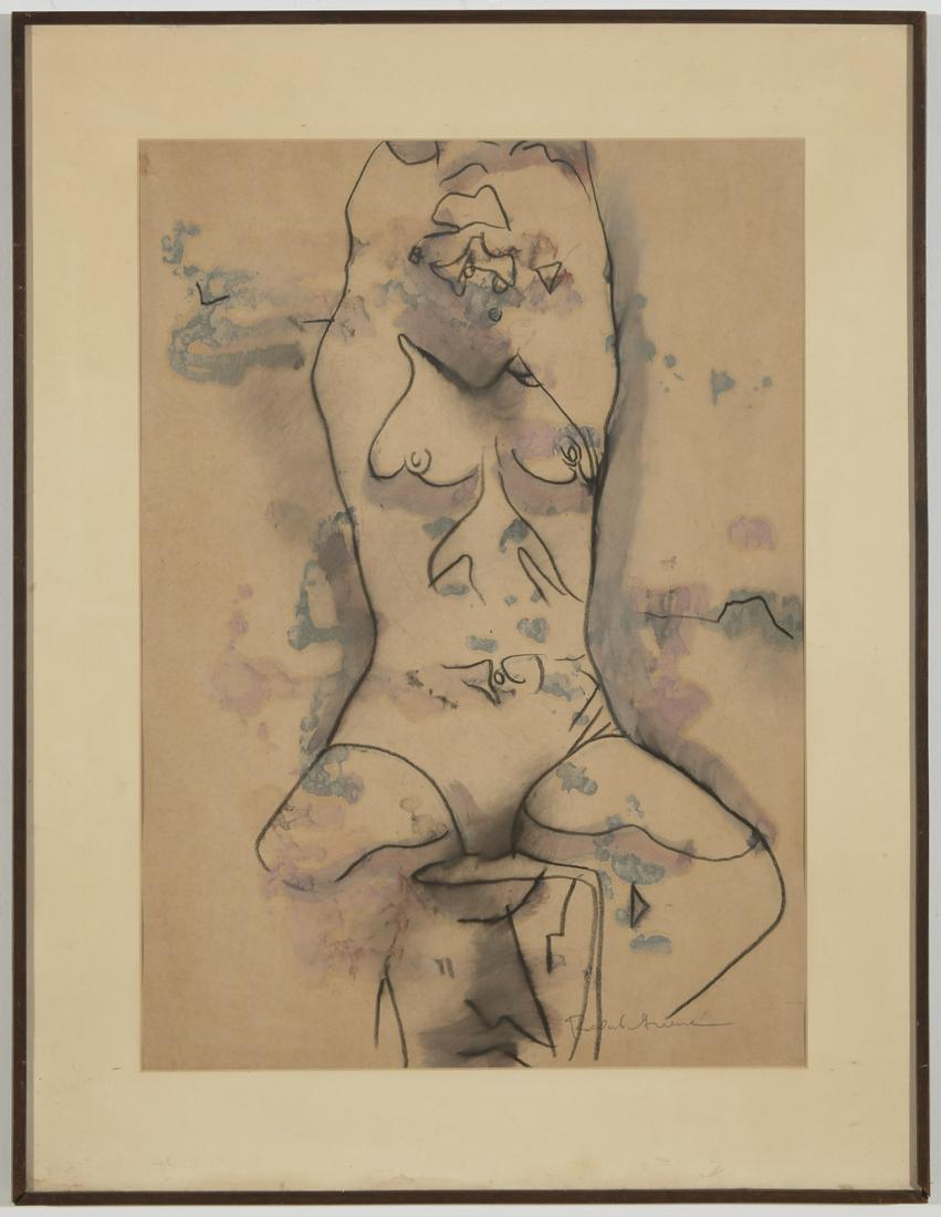 Balcomb Greene Watercolor and charcoal on paper: Balcomb Greene watercolor and charcoal on paper. Framed size H30-1/2", W 23-3/8" . Matt opening H23-5/8", W 16-7/8". Excellent condition.