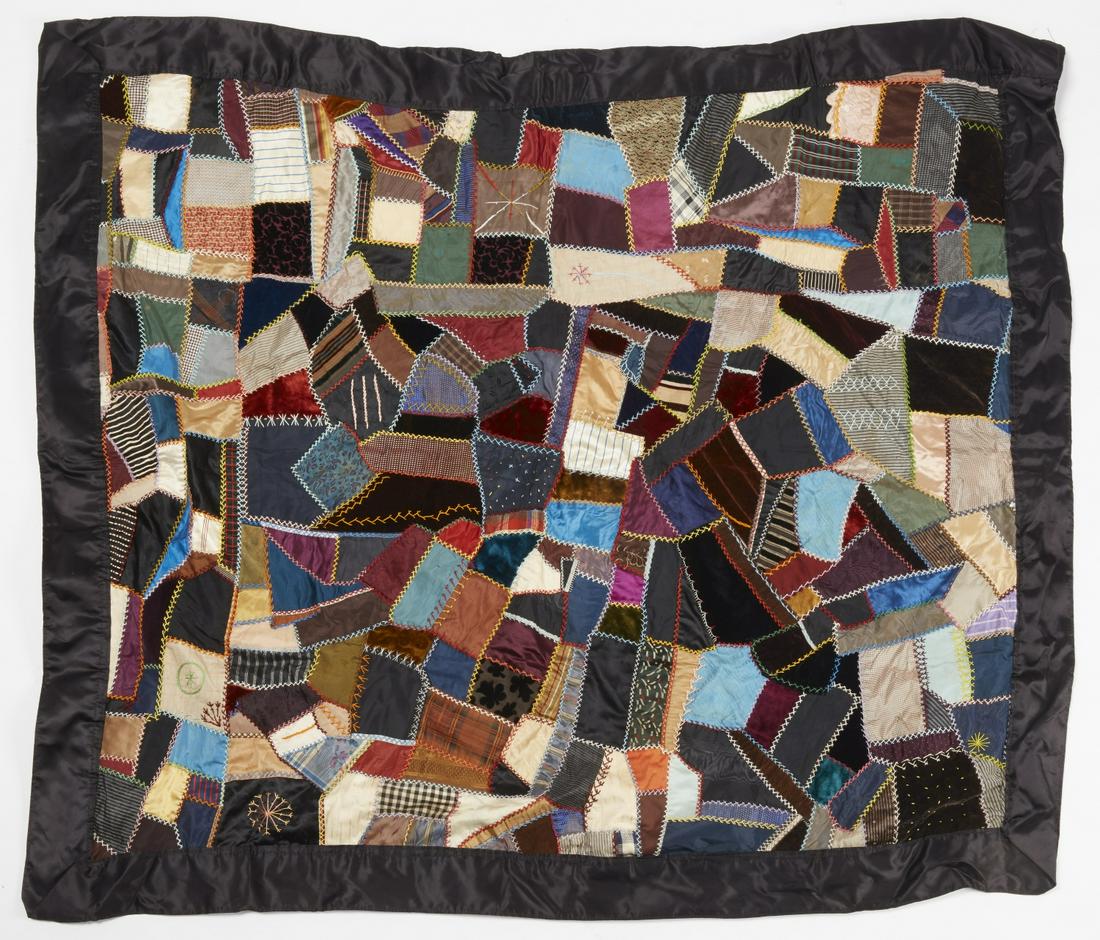 4 Early Coverlets and a Victorian Crib Quilt: Four early coverlets and a nice Victorian crib quilt. 19th century. Red, white & blue: L 84", W 66-3/4". orange & turquoise: L 82", W 74-1/2"; orange & blue: L 90", W 73"; blue & tan: L 90", W 74"; cr