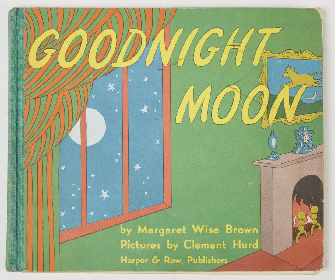 Children's Book - 1947 Edition of Goodnight Moon: 1947 edition of Goodnight Moon; Author: Margaret Wise Brown; Pictures by Clement Hurd; Place Published: USA; Publisher: Harper & Row; Date published: 1947 A rare copy of the wonderful bedtime story by