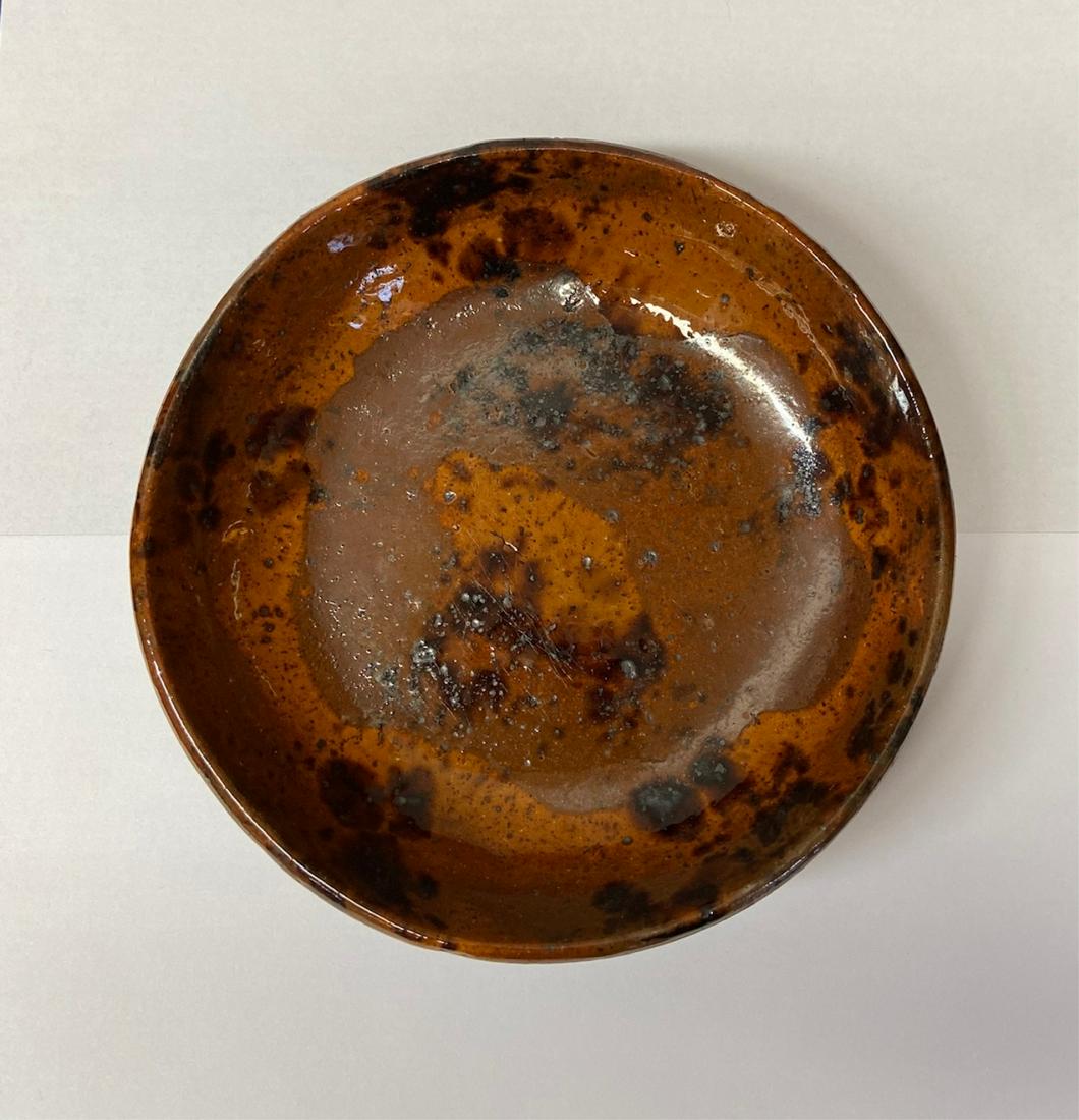 Good Redware Plate: Good redware deep plate in great condition. Probably Pennsylvania. 19th century. Dia 6-3/4" D 1-1/2". US shipping $20. Courtesy John Sideli Art & Antiques JohnSideliFineArt.com
