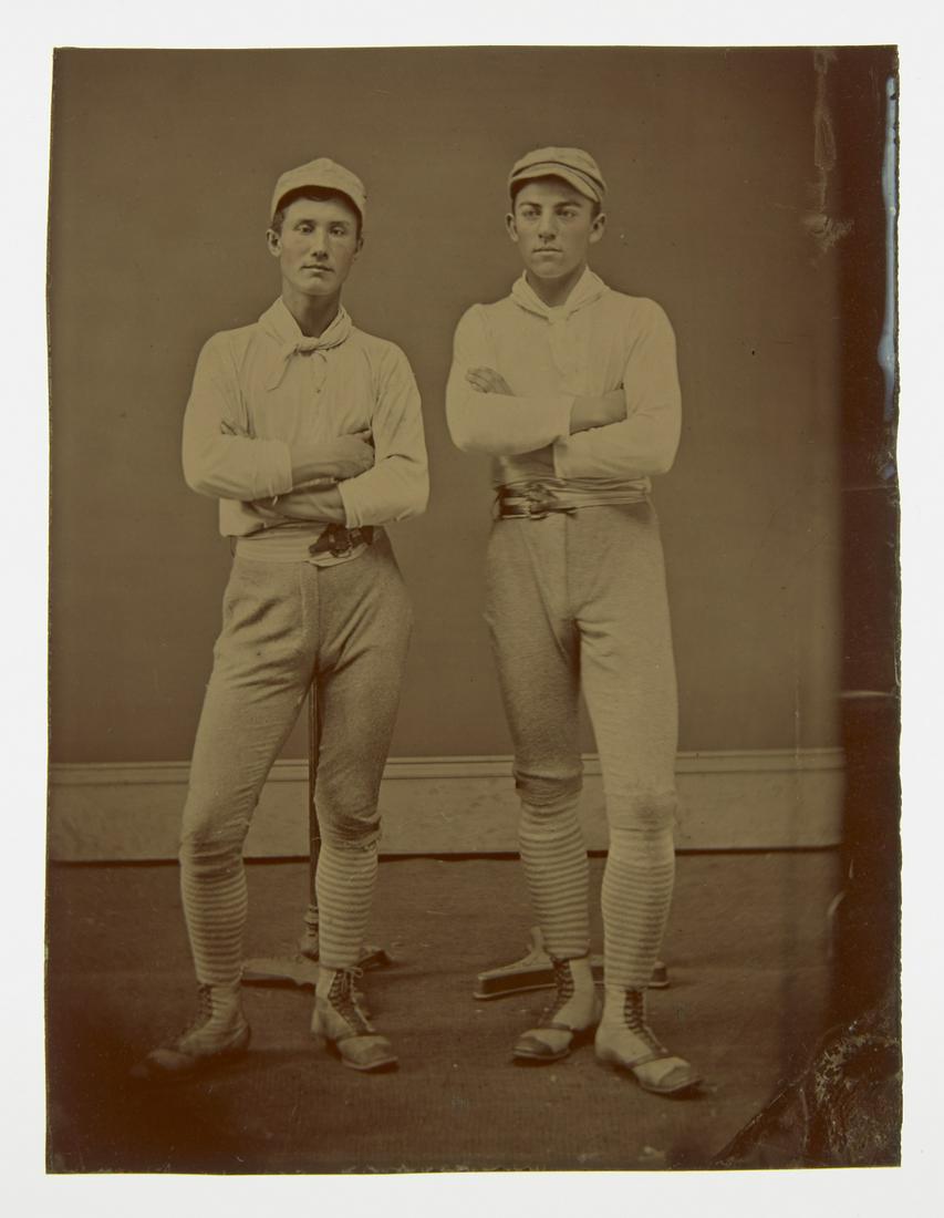 Tintype of 2 Baseball Players in Uniform (1 of 2)