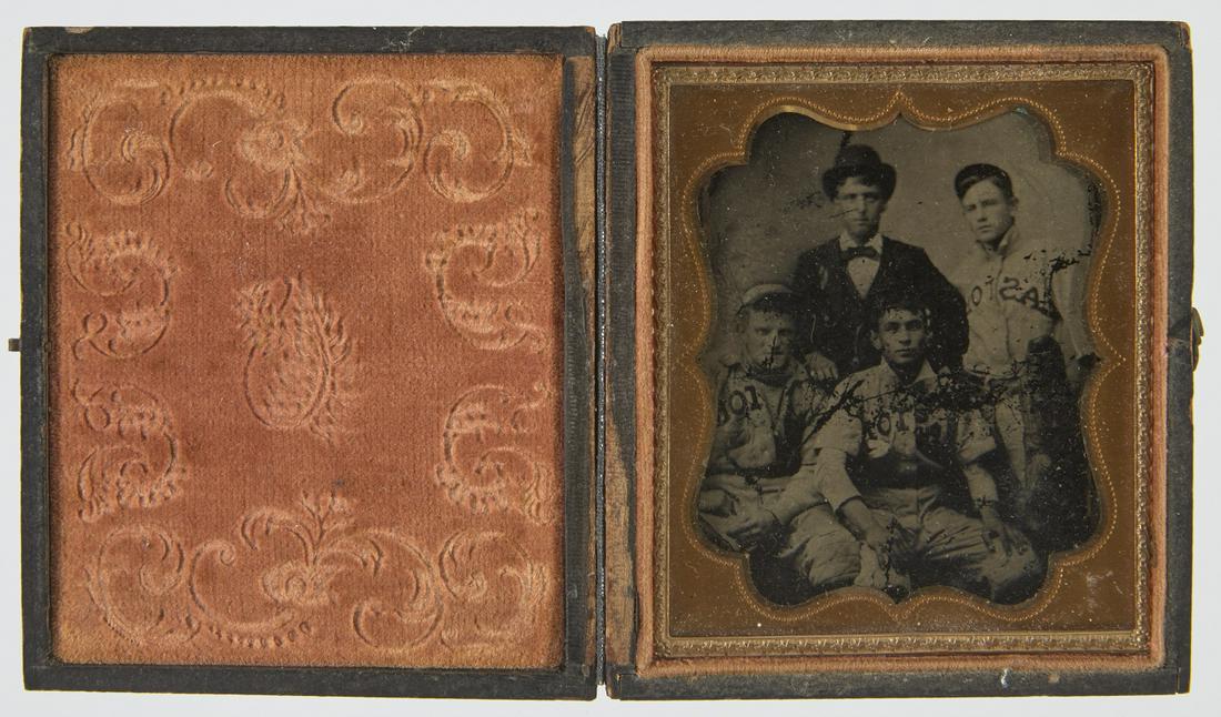 Tintype of 3 Baseball Players & Gentleman -Easton (1 of 3)