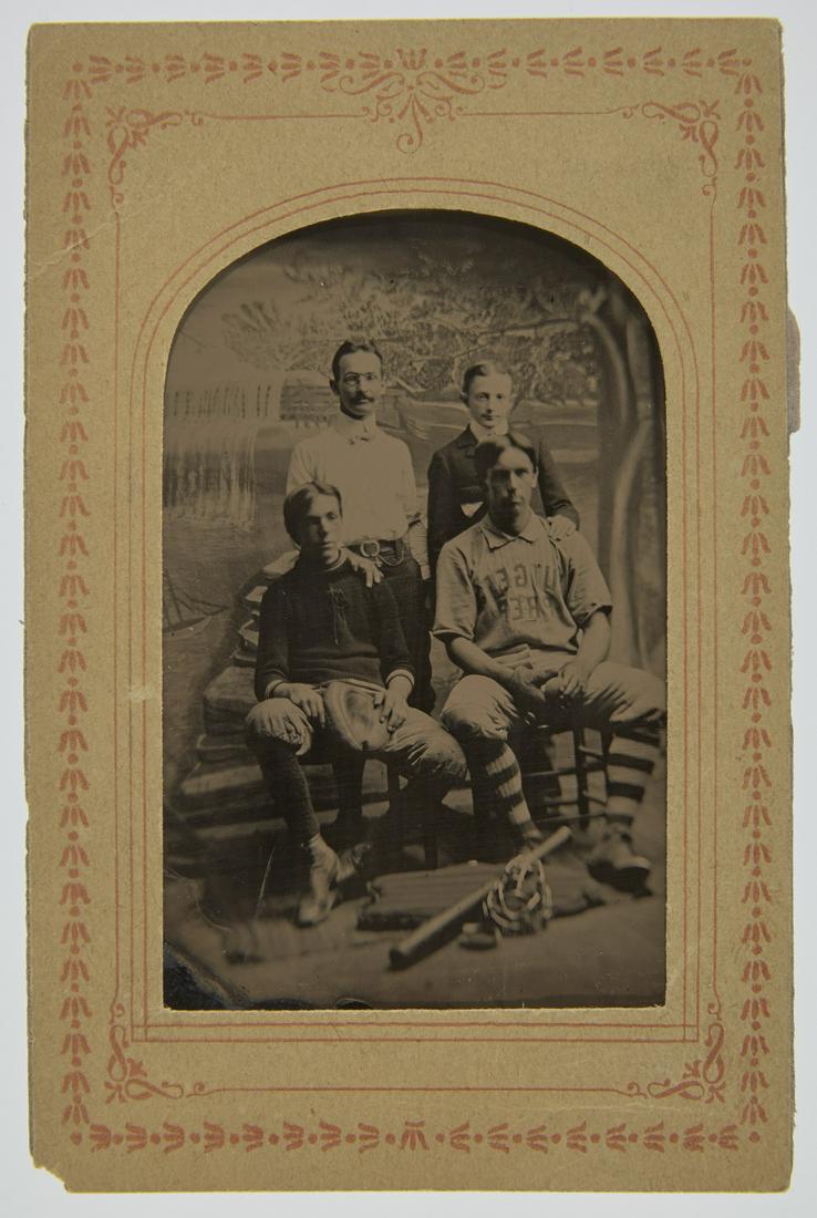 Tintype of Four Baseball Players - Rutgers (1 of 3)