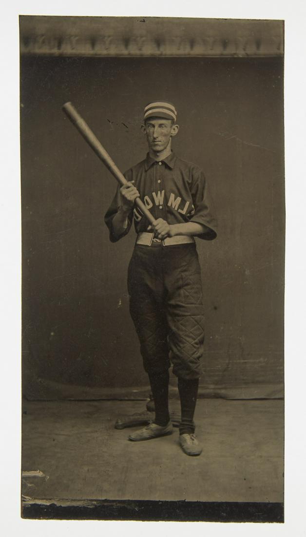 Tintype of Baseball Batter in Uniform - ELMWOOD (1 of 2)