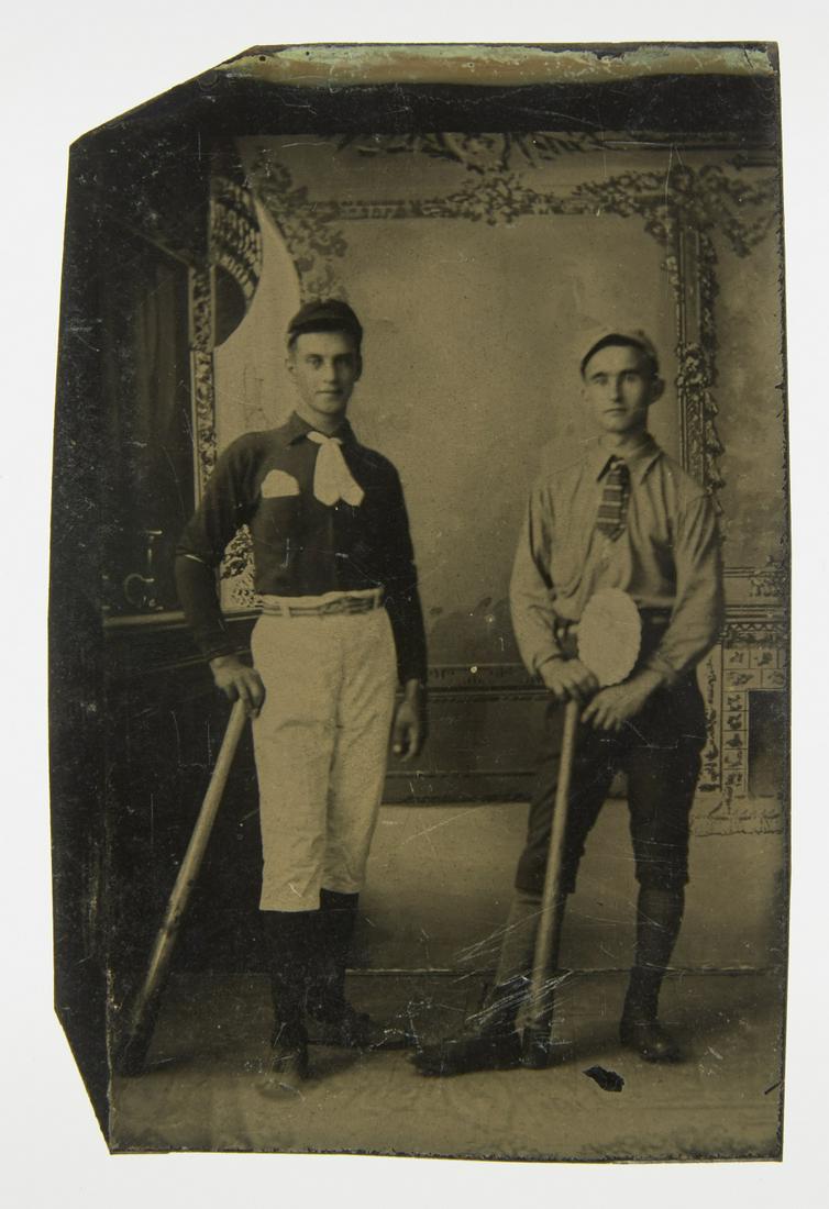 Tintype 2 Baseball Batters in Uniform (1 of 2)