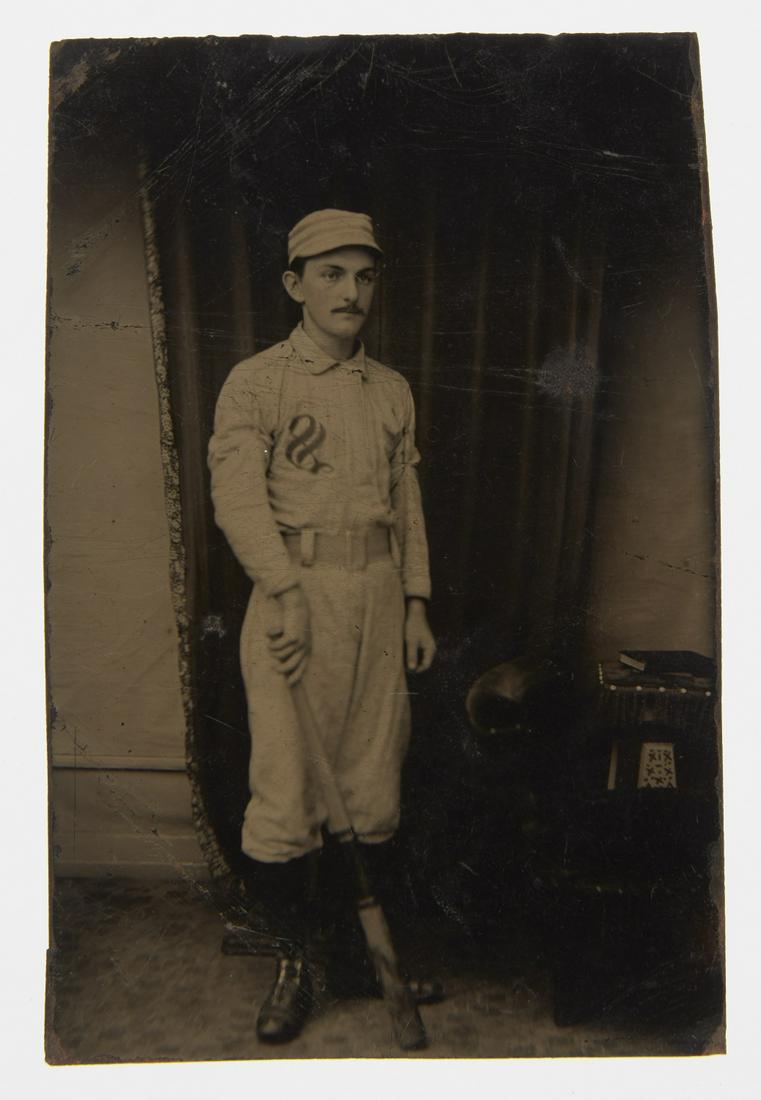 Tintype of Baseball Player w/Bat (1 of 2)