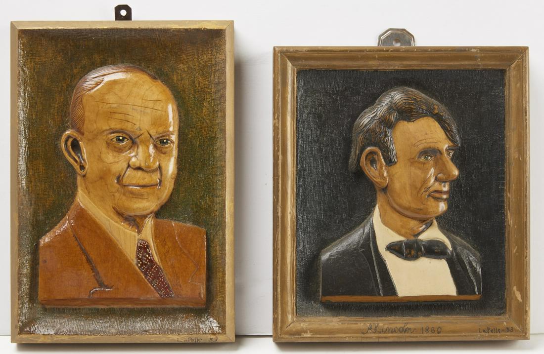 Two Folk Art Carved Presidential Portrait Plaques (1 of 2)