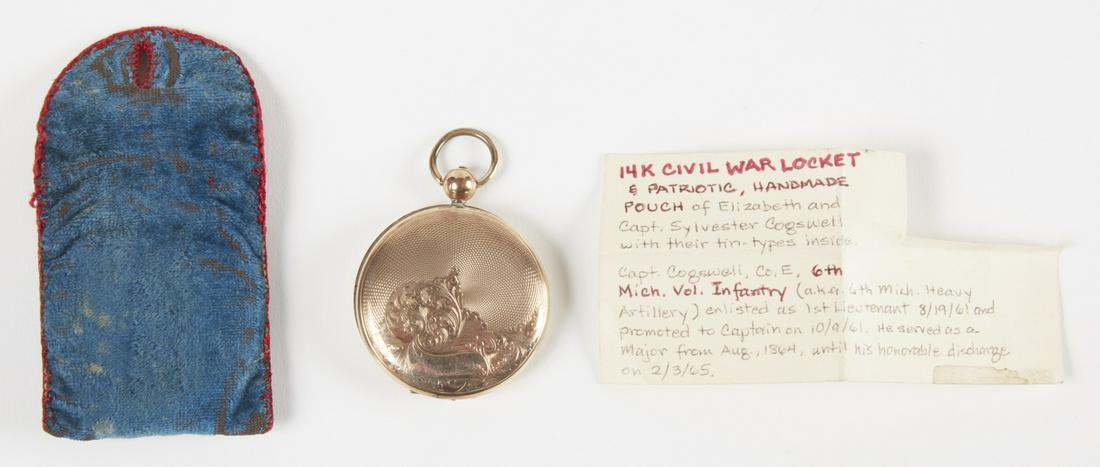 Capt Cogswell & Wife Elizabeth tintypes in locket (1 of 6)