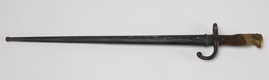Bayonet Inscribed 1874: Bayonet sword inscribed and dated 1874. L with case: 26". Collection of Laura Mitler. Please refer to link for high res photos: https://www.dropbox.com/sh/pj0ia8faxj2utrp/AAAlBx7crUz7yroXKGpb8EGha?dl=