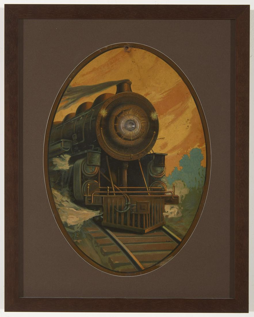 Lithograph Tin Locomotive Sign with Light (1 of 2)
