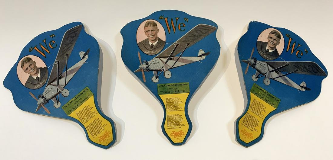 Three Charles Lindbergh Paper Fans (1 of 2)