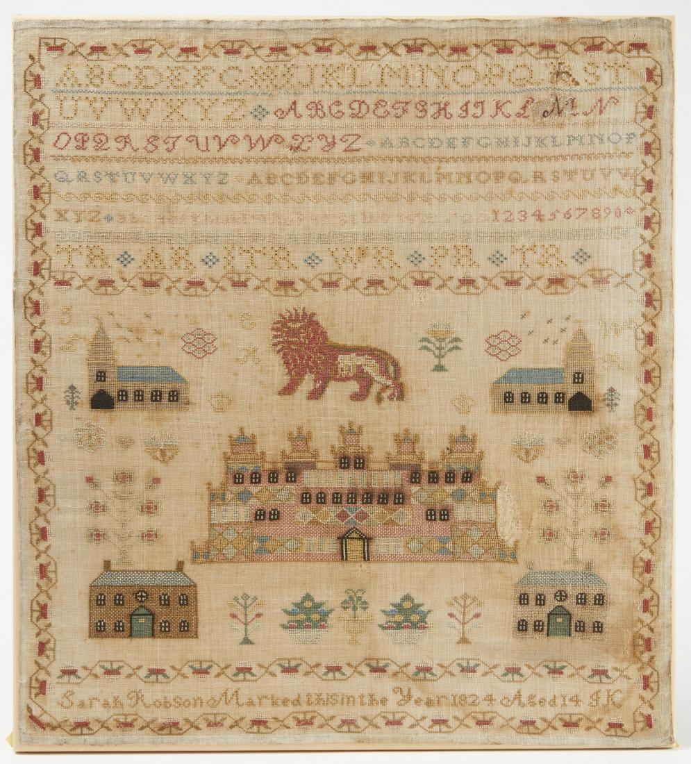 Needlework Sampler by Sarah Robson, 1824 (1 of 4)