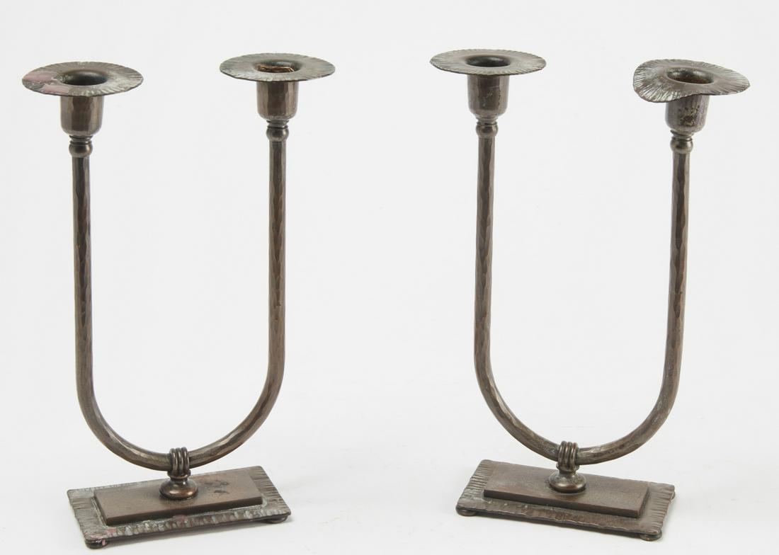Pair of Roycroft Double Candle Sticks (1 of 3)