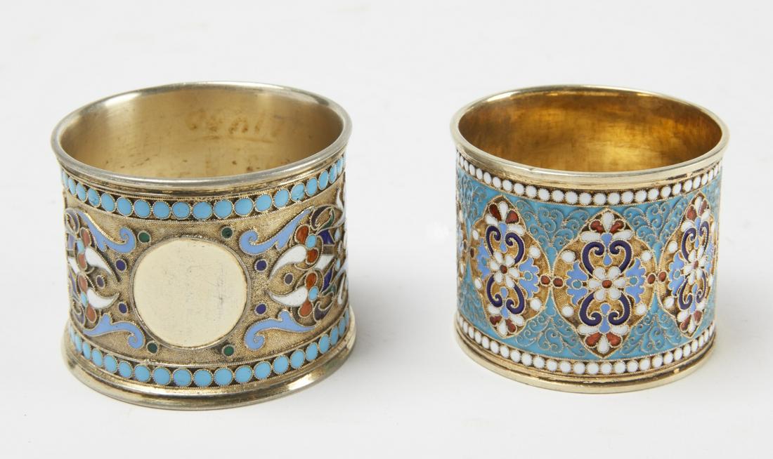 Russian Gilt Silver Cloisonne Enamle Napkin Rings (1 of 4)