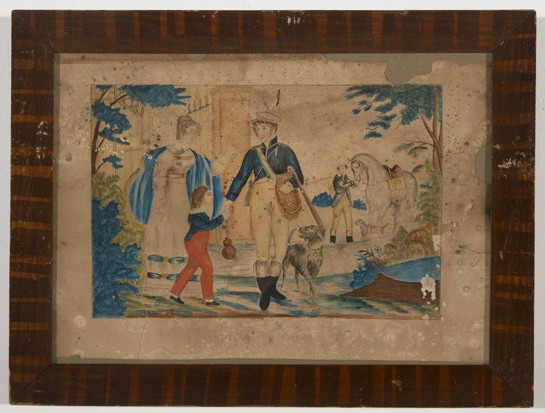 Three Early French-Canadian Folk Art Watercolors (1 of 3)