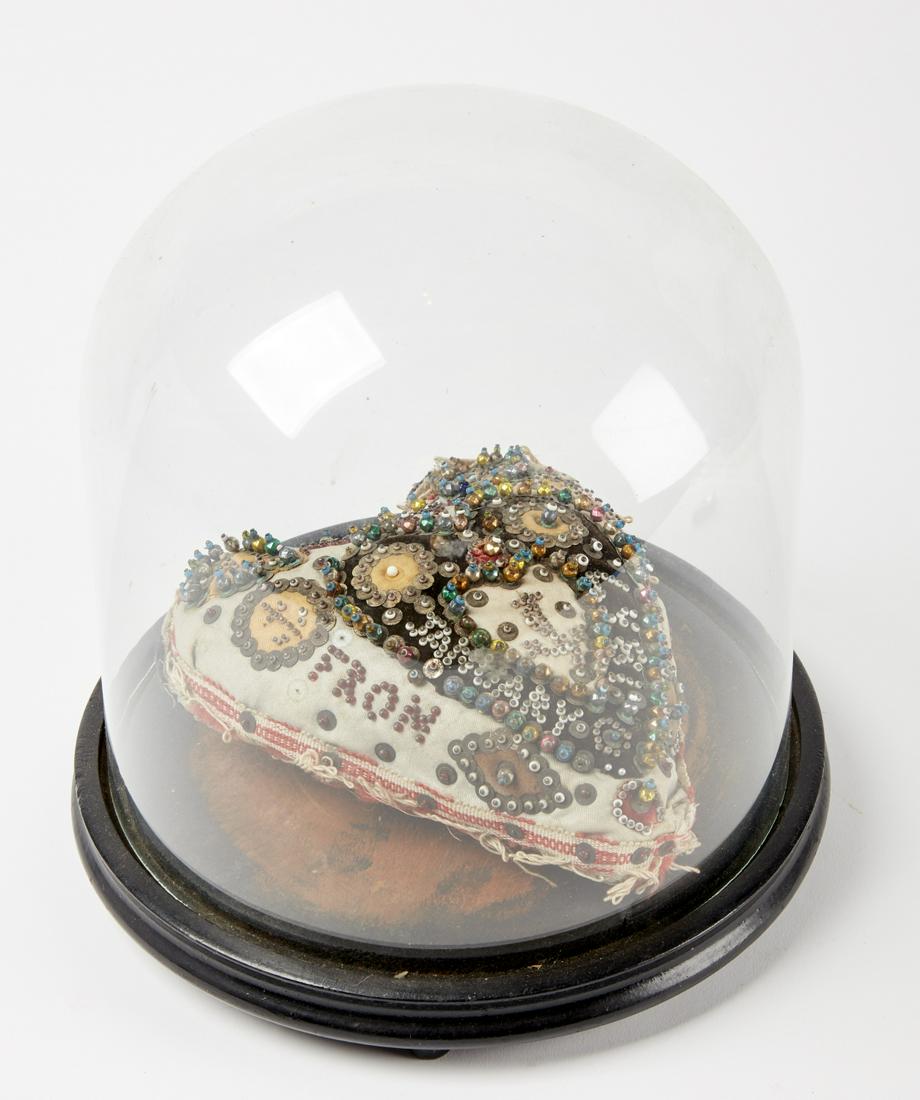 Beaded Heart Love Cushion dated 1867 (1 of 2)