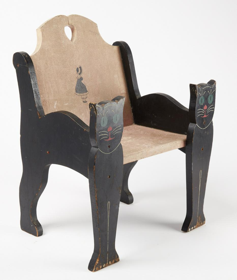 Folk Art Child's Cat Chair (1 of 2)