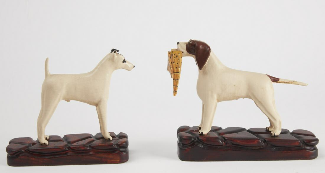 Folk Art Carvings of Two Hunting Dogs (1 of 3)