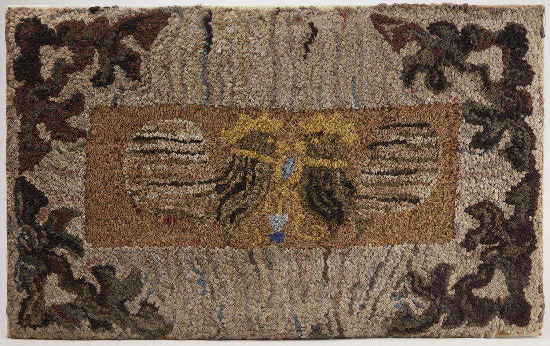 Large Hooked Rug - Roosters Kissing (1 of 1)