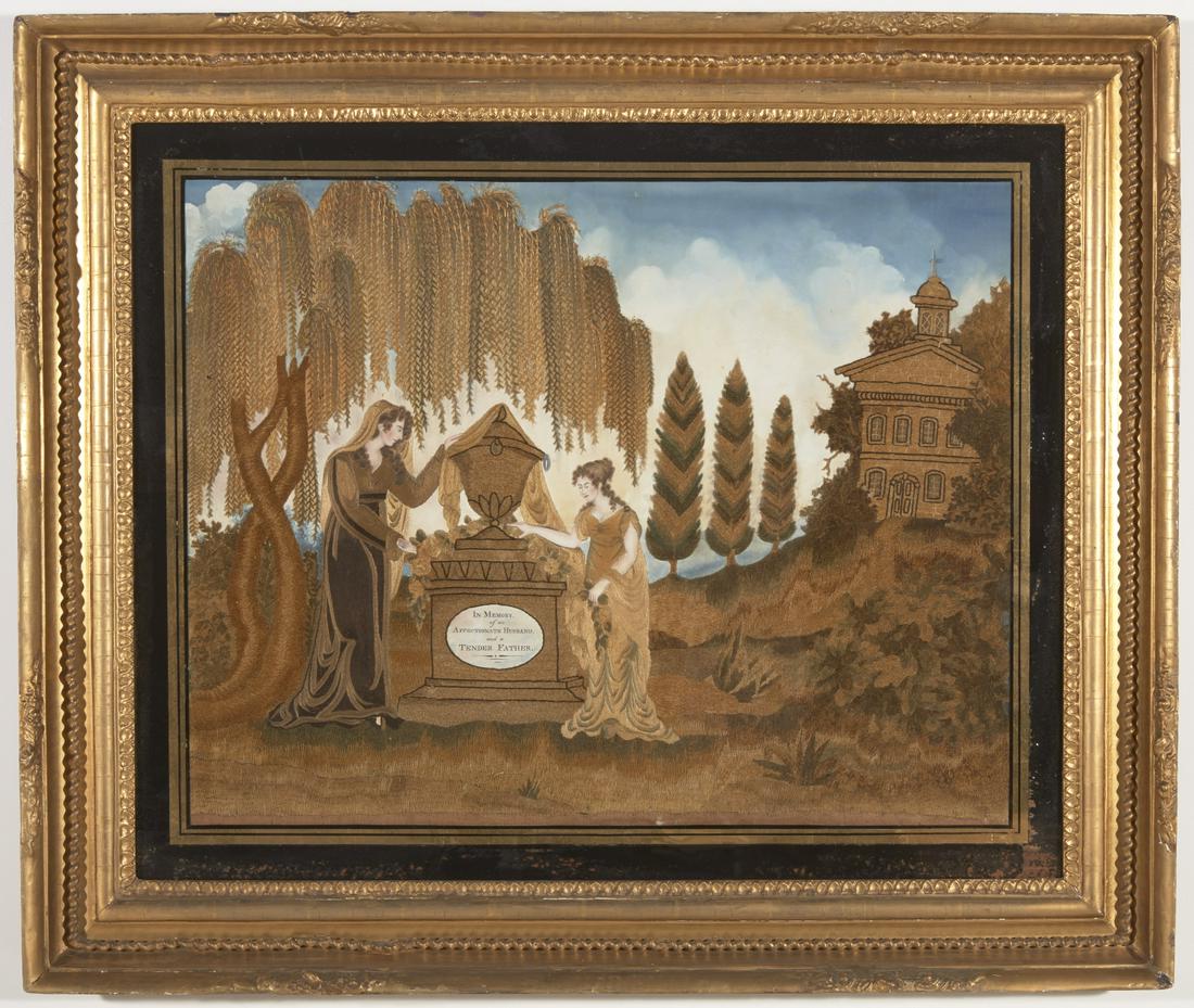 Fine American Needlework Mourning Picture (1 of 5)