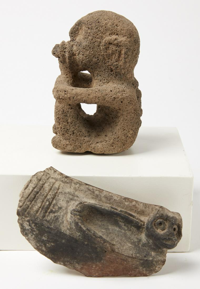Pre-Columbian Lot of Two Stone Figures (1 of 3)