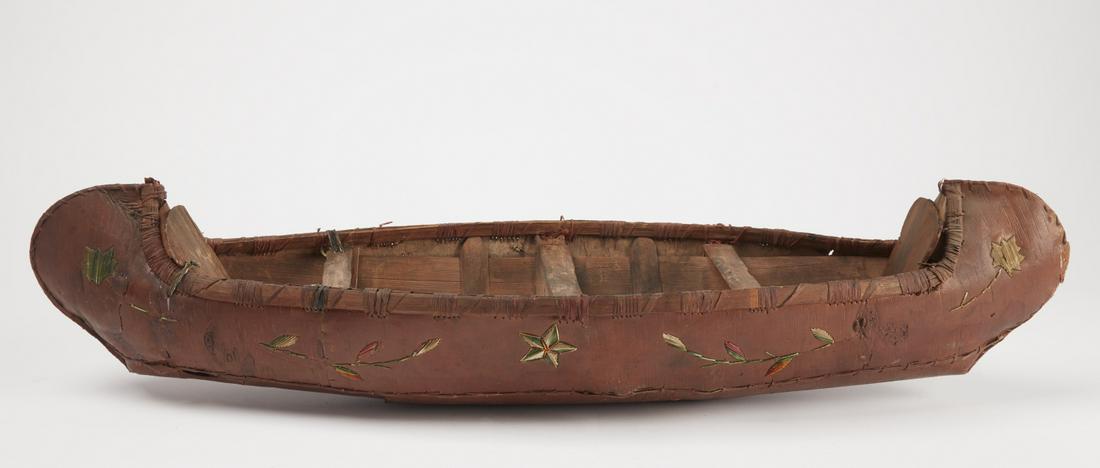 Large Old Quillwork Birch Bark Canoe (1 of 6)