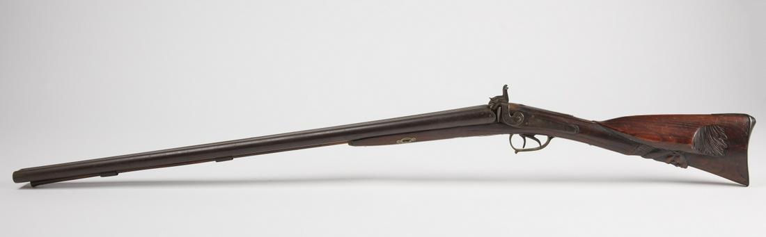Black Powder Double Barrel Shotgun with Carved (1 of 7)