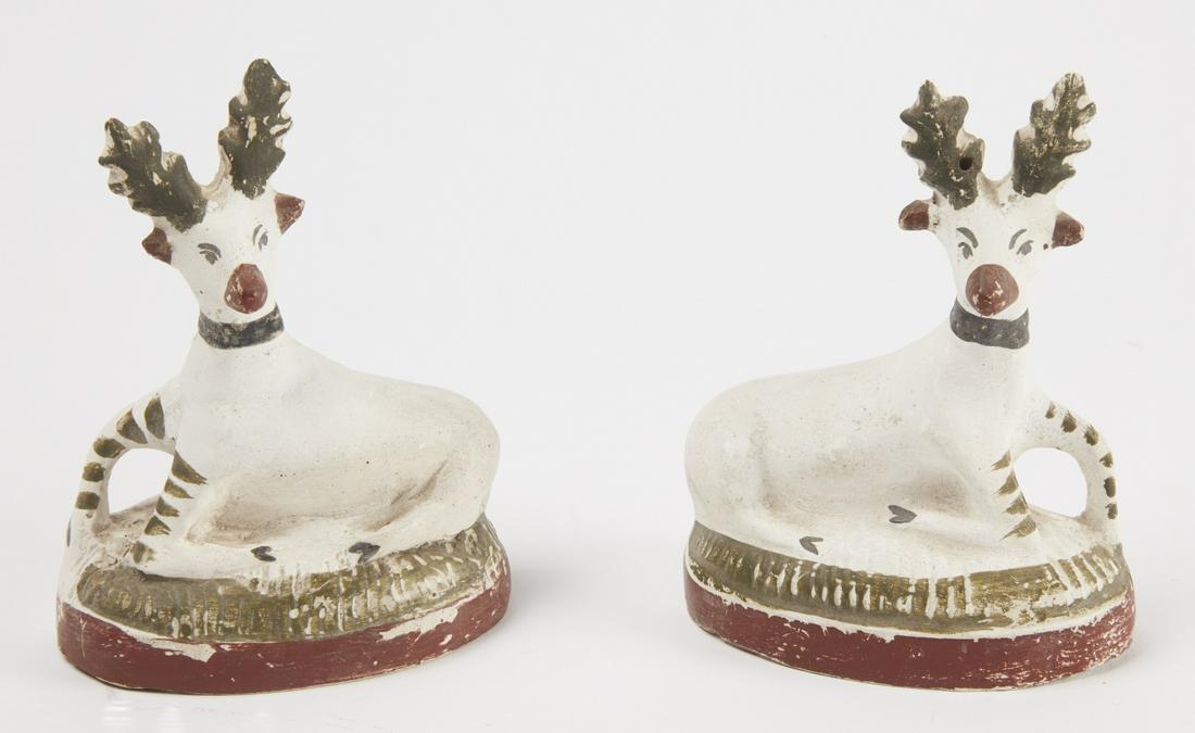 Chalkware Pair Matched Reclining Deer (1 of 3)