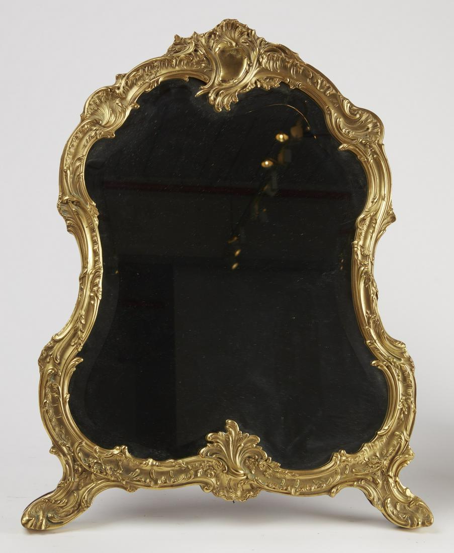 Antique Louis XV Gilt Bronze & Mahogany Dressing Mirror: Antique Louis XV Gilt Bronze and Mahogany Dressing Mirror. H 27-1/2", W 21". Provenance - Wrigley's Family Estate - Dumouchelles
