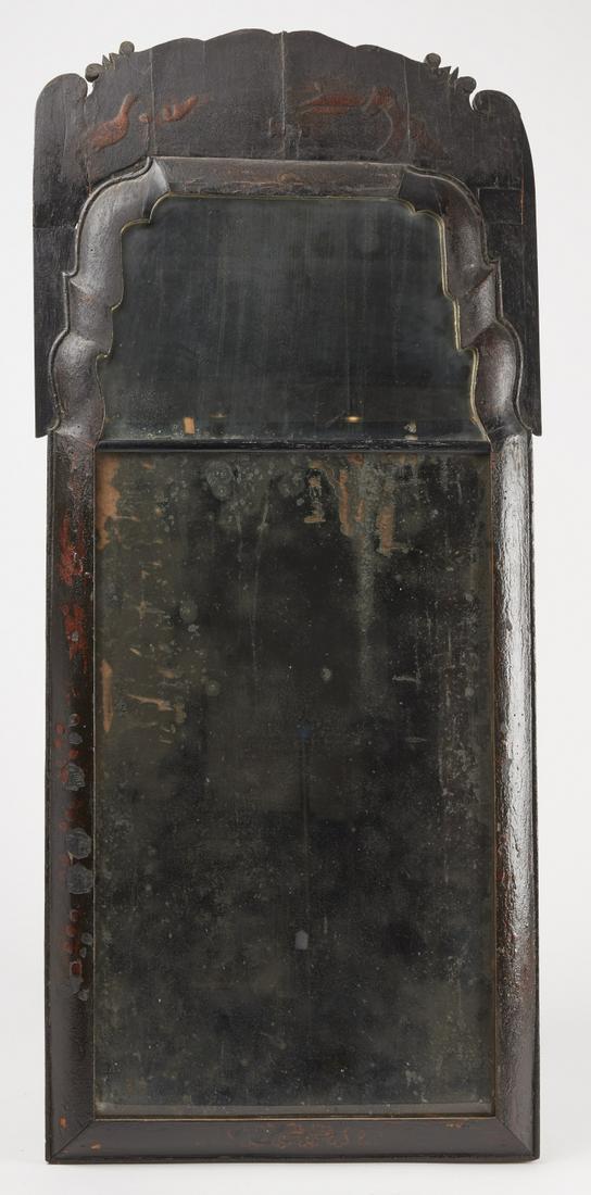 Antique Japanned Mirror: Large antique Japanned mirror. .H 44-1/4", W 20". Some restoration