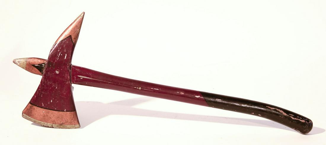 Fireman's Carved & Painted Parade Axe (1 of 2)