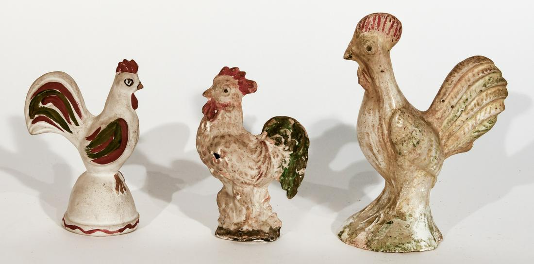 Three Chalkware Roosters (1 of 3)