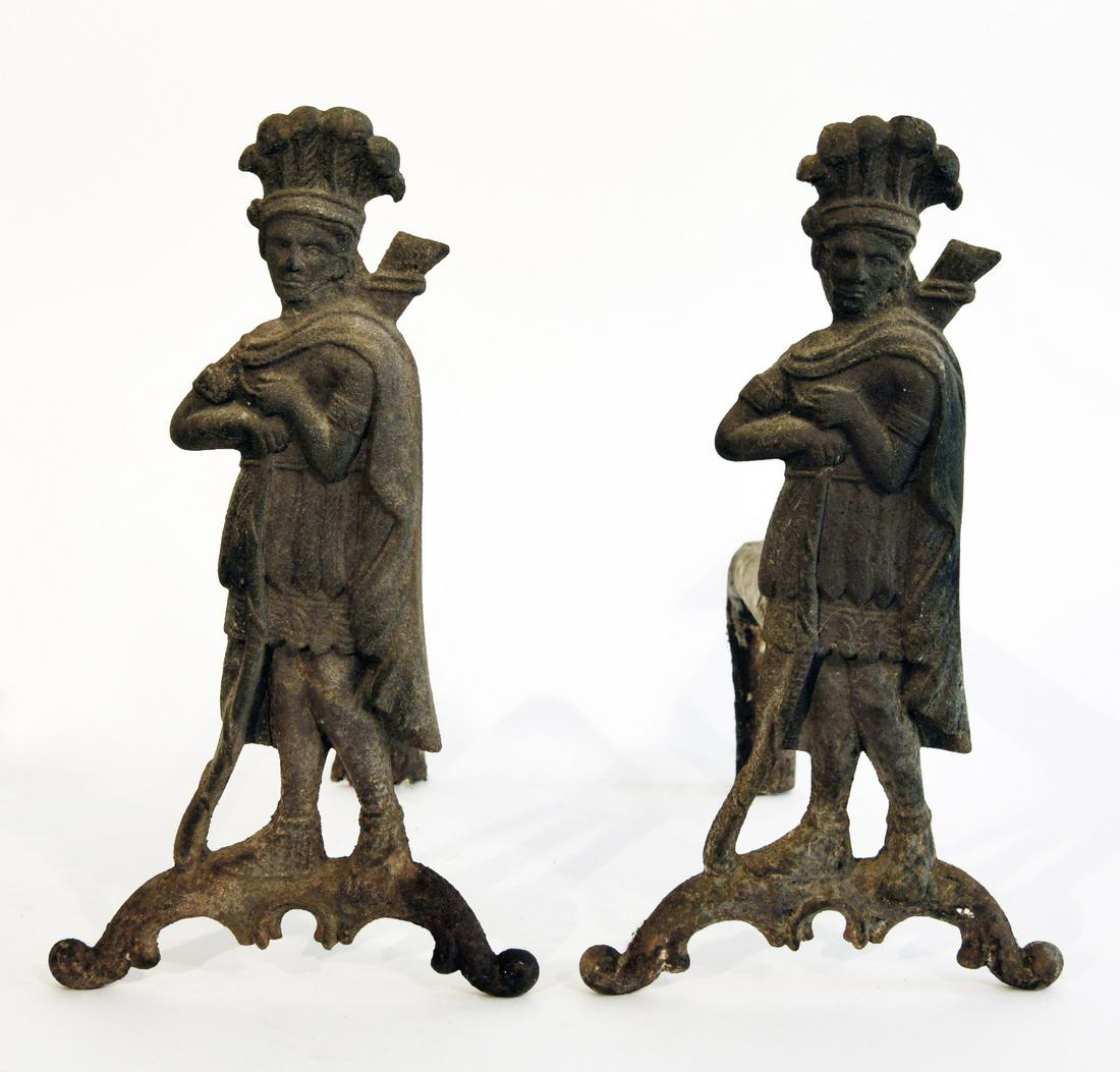 Pair of Early Cast Iron Indian Andirons (1 of 1)