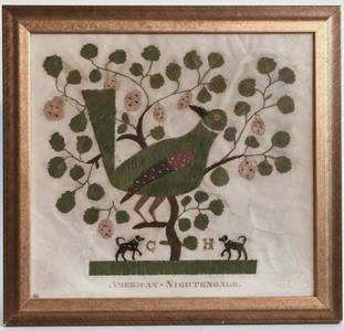 Folk Art Needlework Picture on Paper