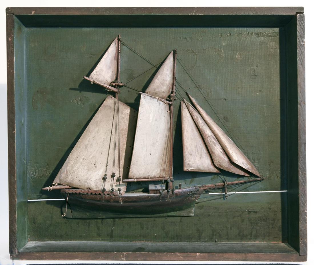 Early Carved Folk Art Sailboat Diorama (1 of 1)