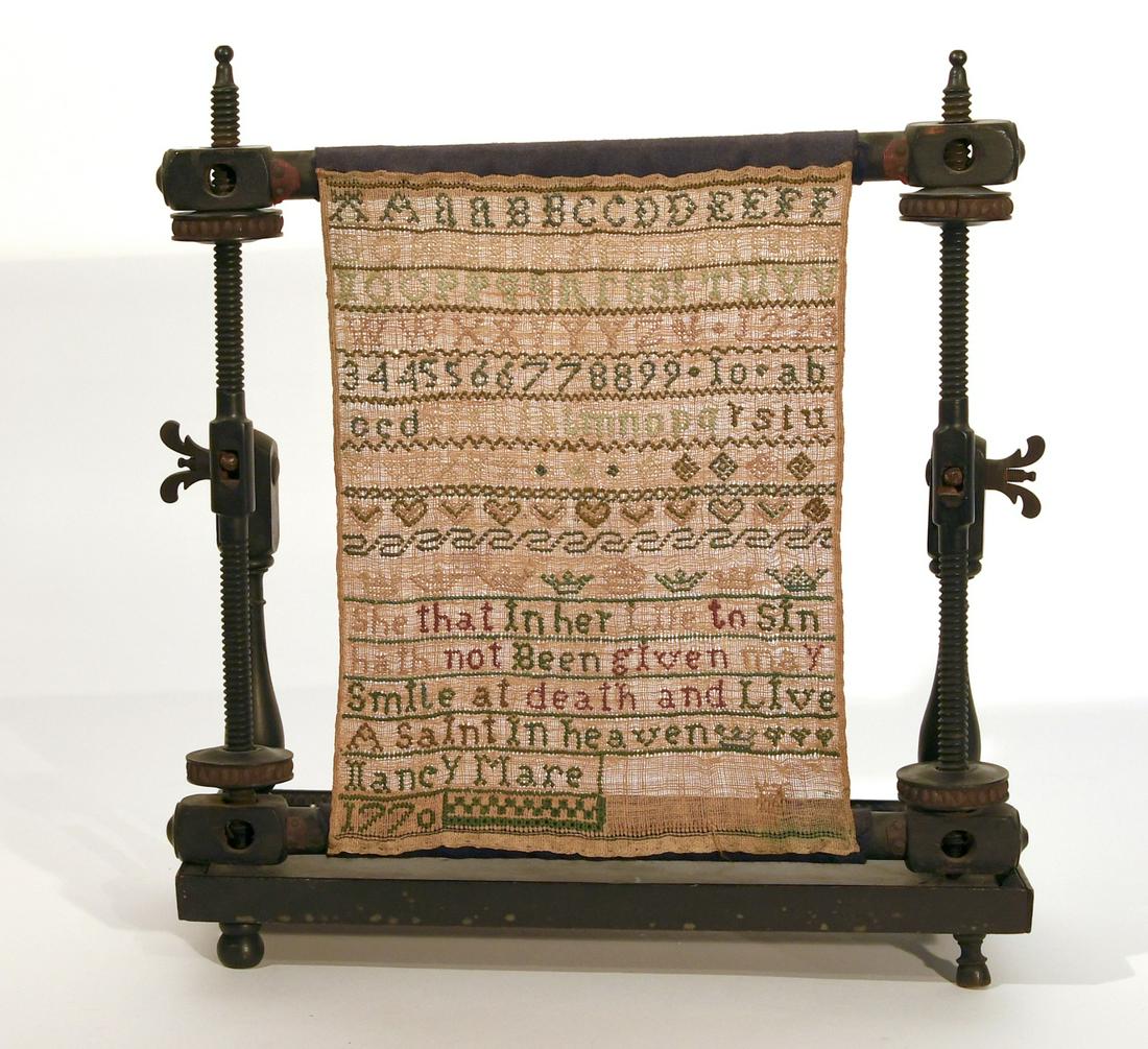 18th Century American Sampler on Frame (1 of 2)