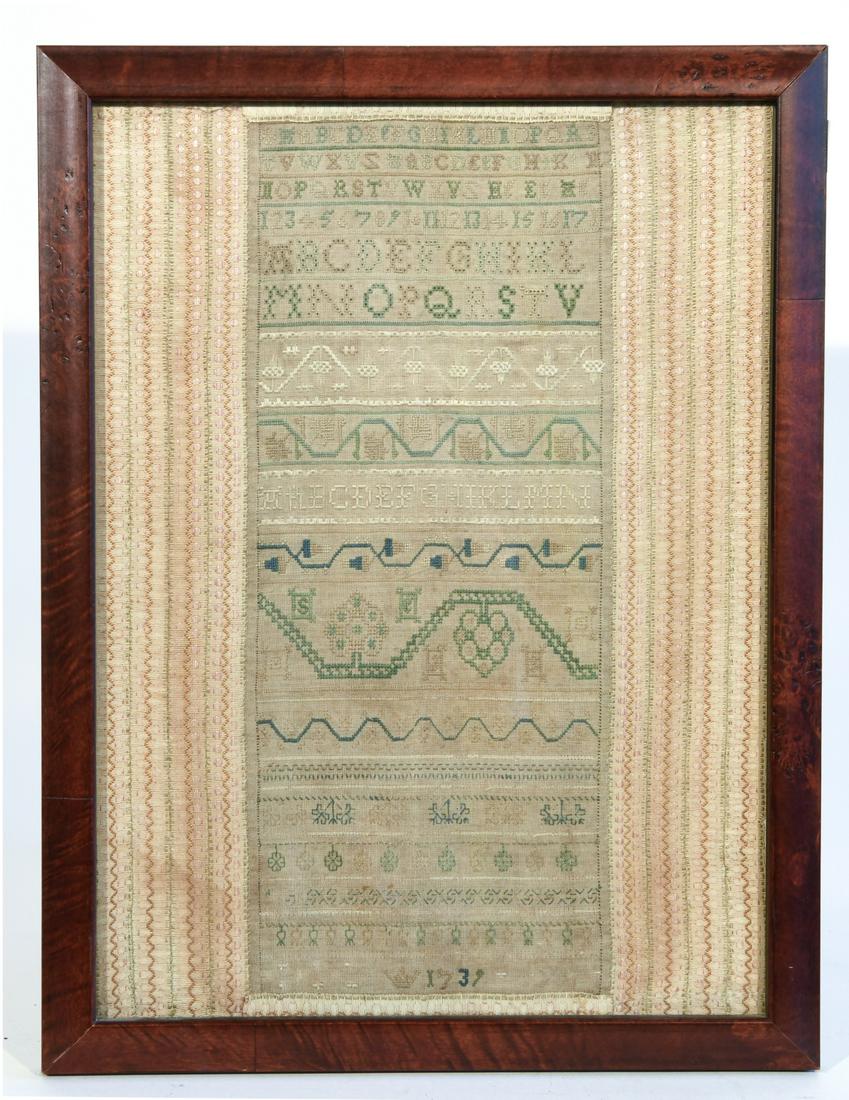 Fine Early Needlework Sampler - 1739 (1 of 2)