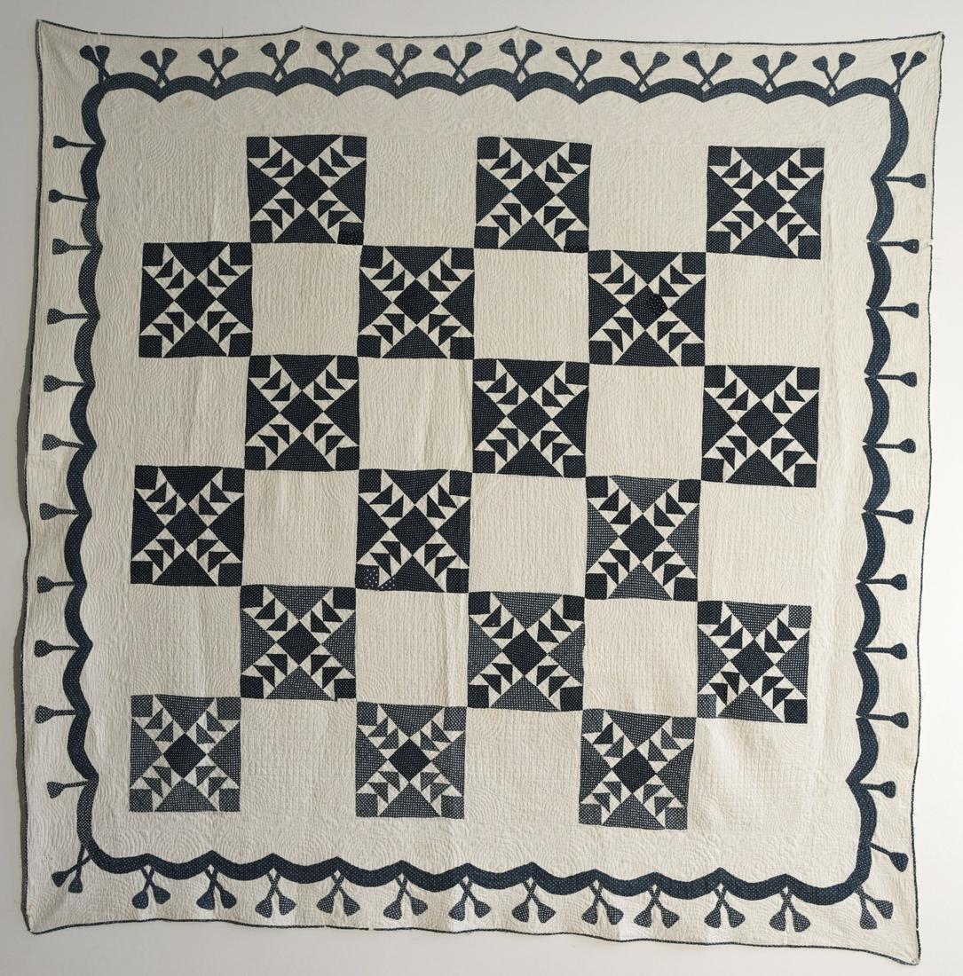 Blue and White Quilt with Swag Border (1 of 3)