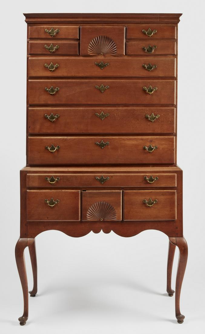Antique Highboy with Two Fan Carved Drawers (1 of 13)