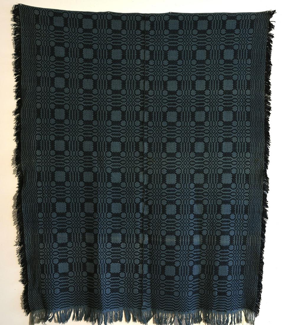 Blue on Blue Overshot Coverlet (1 of 2)