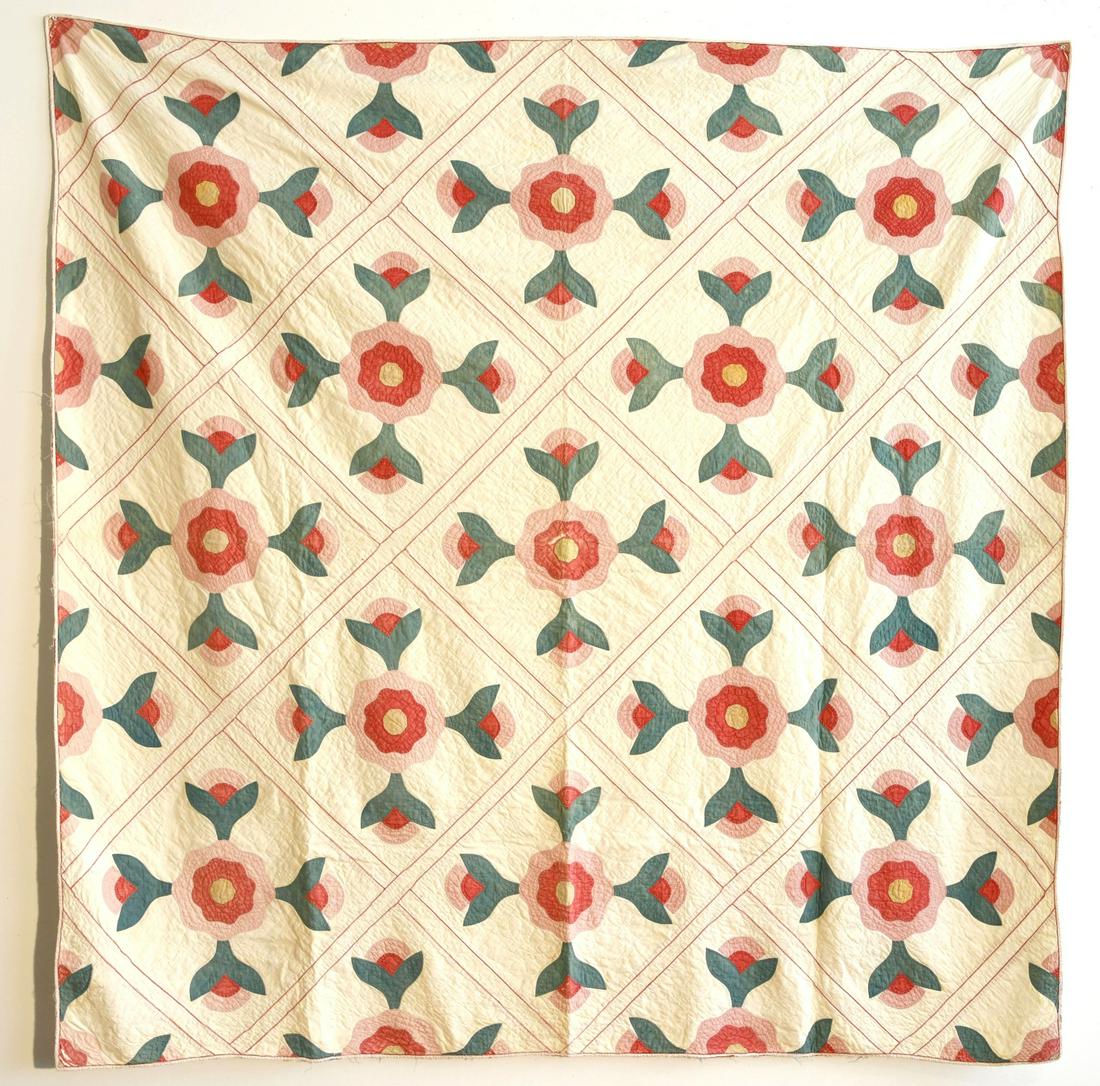 Pink and Green Tulip Quilt (1 of 2)