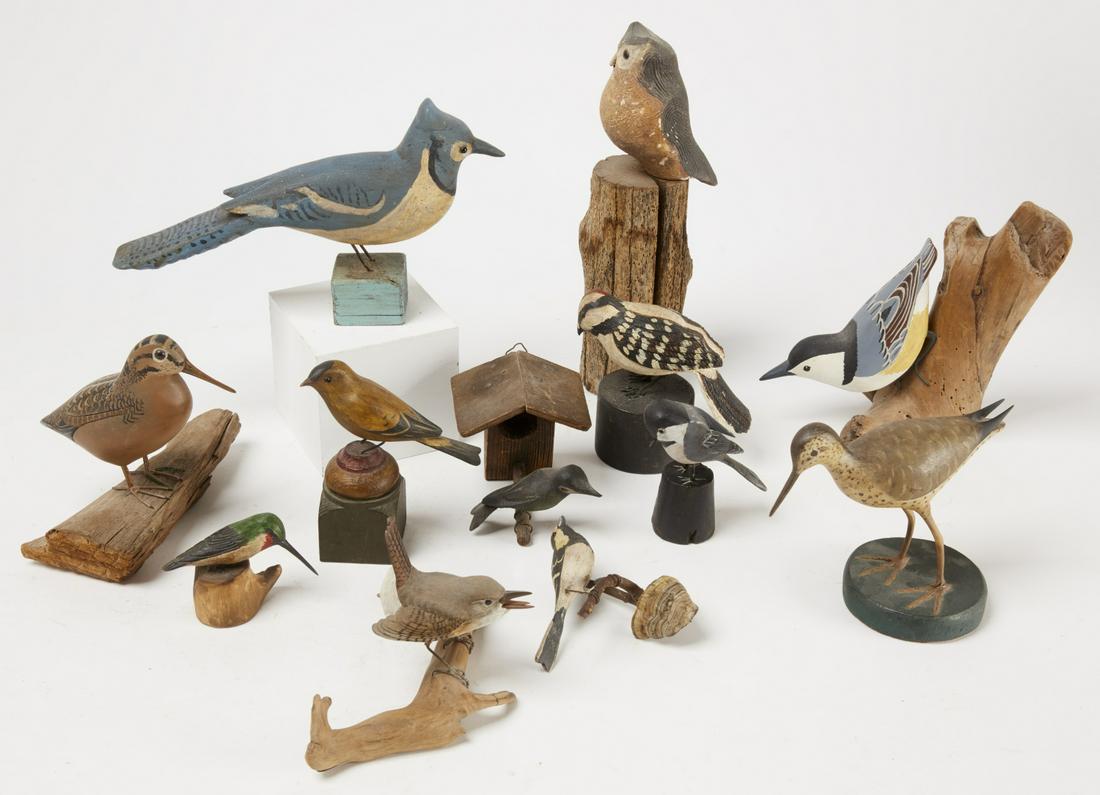 Lot of 12 Miniature Carved Birds (1 of 2)