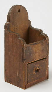 Early Wall Box: Early wall box with dovetailed drawer. Forged nail construction. Nice dry surface. American, early 19th century. H17" W 8" D 6-1/4". Please refer to this link for high-res images. https://www.dropbox.