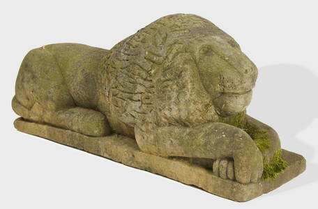 Folk Art Carved Stone Lion