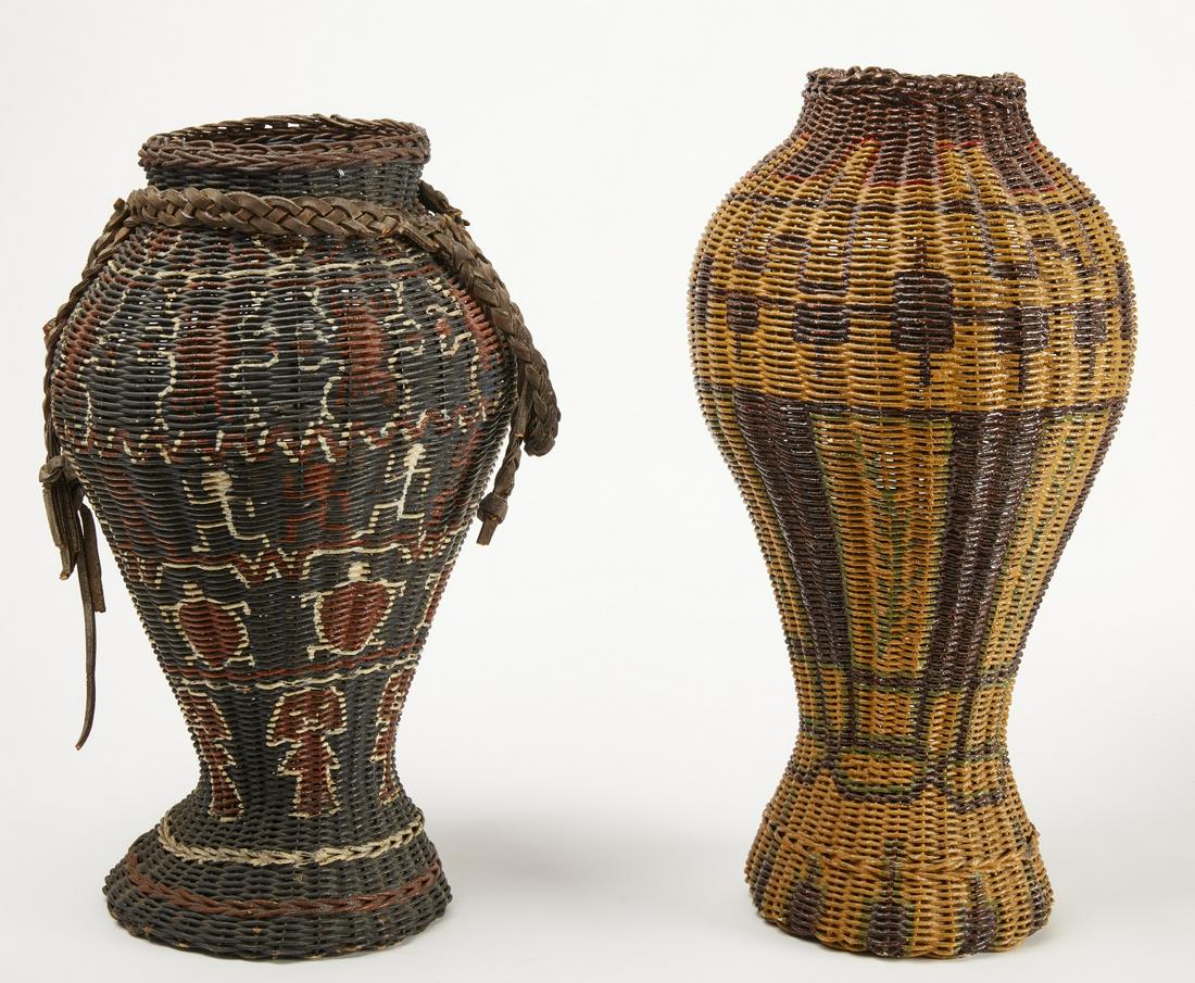 Two Folk art Painted Prison Baskets (1 of 2)